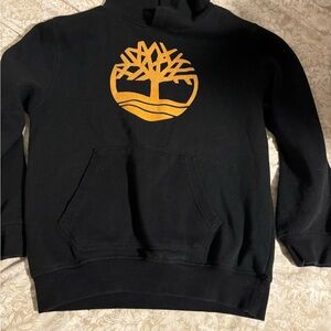 Timberland Men's Black and Gold Logo Hoodie